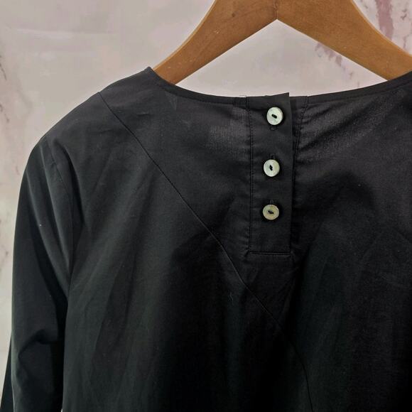 J Jill Shirt Women XS Black Long Sleeve Poplin Assymetric Tunic Button Back - Picture 6 of 11